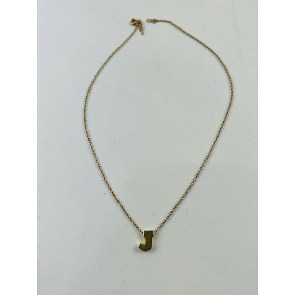 Vintage Trifari Initial J Necklace Gold Tone Letter Pendant Chain 16" Jewelry Na - Picture 16 of 16